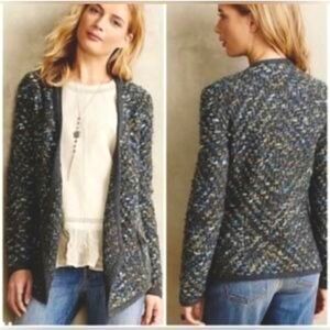 Anthropologie Moth Keavy Jacquard Loop Knit Mohair Blend Cardigan Sweater